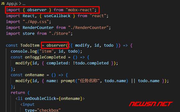 苏南大叔：Mobx状态管理，如何实现 Mobx + React 版本的 todoList ？ - observer-mobx