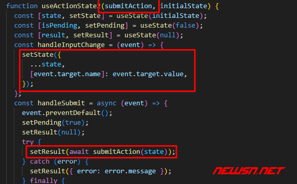 苏南大叔：React19，一个自定义的表单提交钩子useActionState2 - 钩子主体逻辑