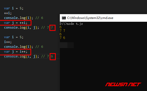 苏南大叔：JavaScript / NodeJs，变量自增操作 ++i 和 i++ 有什么区别？ - 变量自增区别