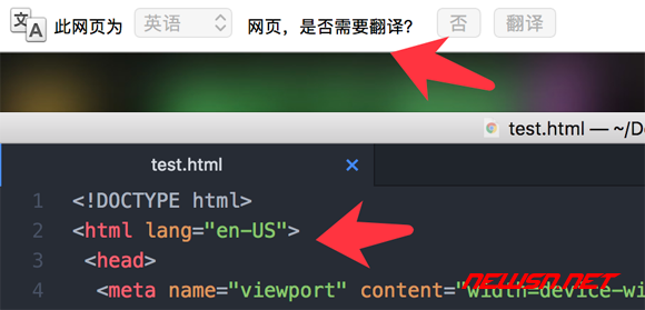 苏南大叔：网页 html 标签的 lang 属性，影响 chrome 的翻译工具展示 - html_lang_en_us