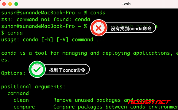 苏南大叔：mac系统，无法找到conda命令，该怎么处理？ - command-not-found