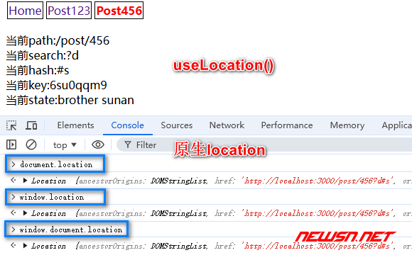 苏南大叔：React路由，获取页面地址，useLocation()对比原生location - location方案对比