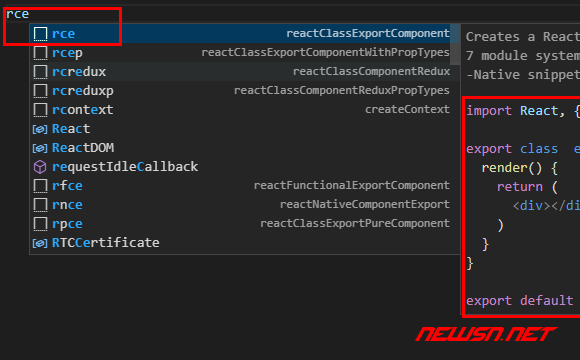 苏南大叔：vscode插件，如何安装react组件代码片段插件？ - rce-snippet