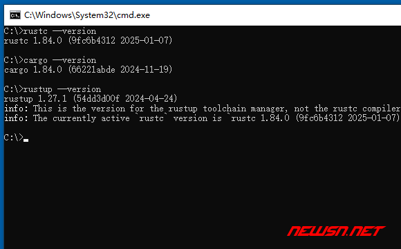 苏南大叔：windows环境，如何安装rust编译器？rustc/cargo安装 - 默认版本号