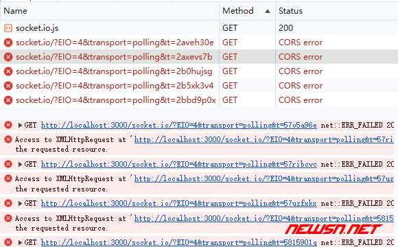 苏南大叔：Socket.io双向通信教程，cors跨域通信解决方案 - cors错误列表