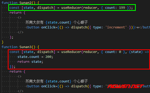 苏南大叔：react教程，如何使用useState的升级版hook函数useReducer？ - usereducer-code-2