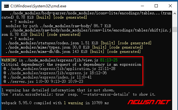 苏南大叔：webpack打包express，警告dependency is an expression - dependency is an expression