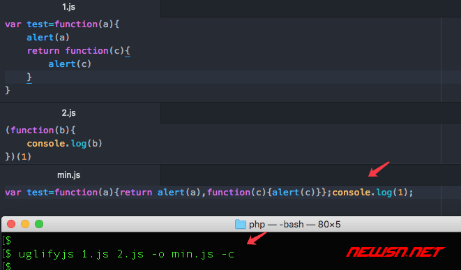 苏南大叔：如何使用uglifyjs合并精简混淆js文件，uglifyjs范例小结 - 002-c