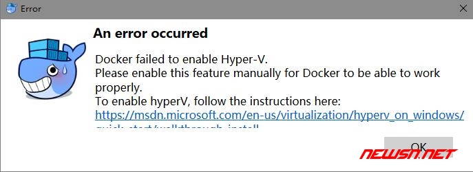 苏南大叔：win10 系统，如何为 docker 安装 hyperv - docker_win_hyperv_02_error