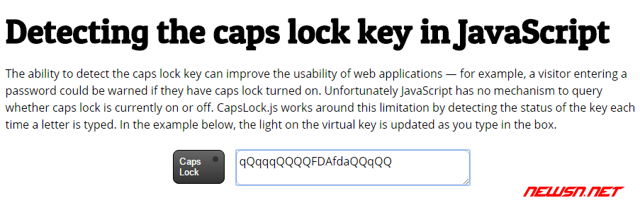 苏南大叔：js如何检测输入大小写capslock事件？ - capslock
