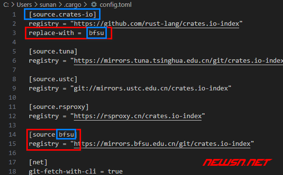 苏南大叔：如何设置cargo的crates.io镜像地址？镜像地址大全 - 配置文件格式