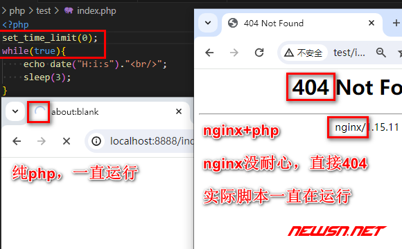 苏南大叔：nginx显示404，文件不一定不存在，也可能脚本请求超时 - 模拟脚本超时