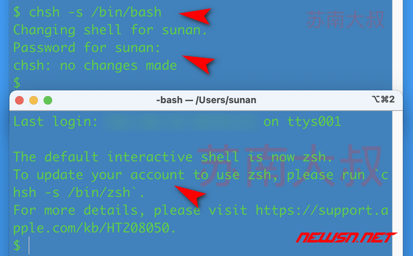 苏南大叔：mac系统，如何切换终端使用zsh或者bash？ - bash-warning