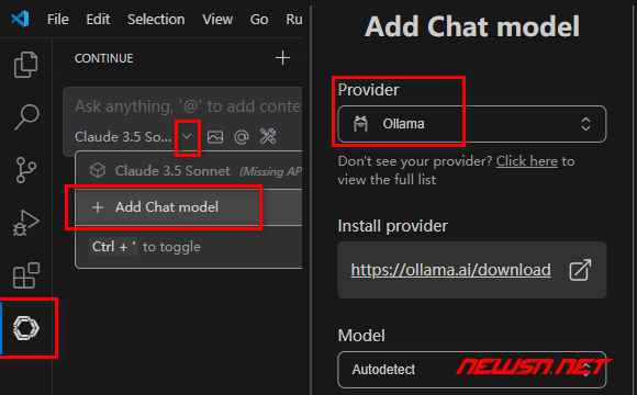 苏南大叔：vscode插件Continue，利用大模型分析需求自动写代码 - 添加模型