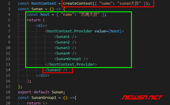 苏南大叔：react教程，如何使用 context 实现组件多层嵌套传值？ - 组件嵌套多层代码