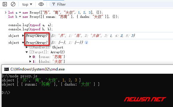 苏南大叔：JavaScript，数组Array和Proxy(Array)如何相互转化？ - proxy-array-result