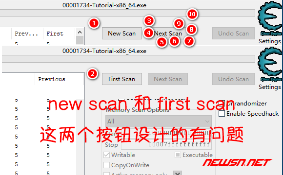 苏南大叔：Cheat Engine修改器，第三关教程：未知的初始值 - scan的步骤