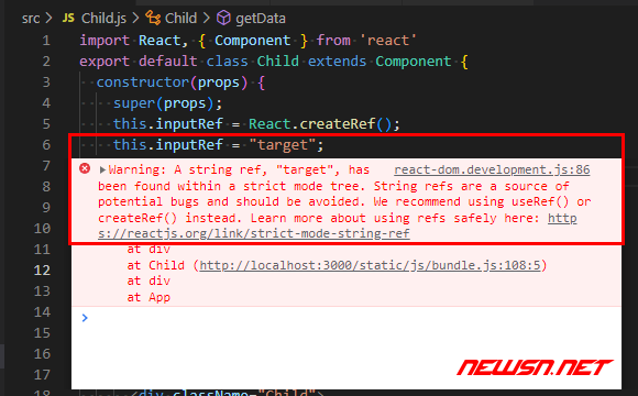 苏南大叔：react项目，传统类组件如何使用createRef()创建ref引用? - ref-error