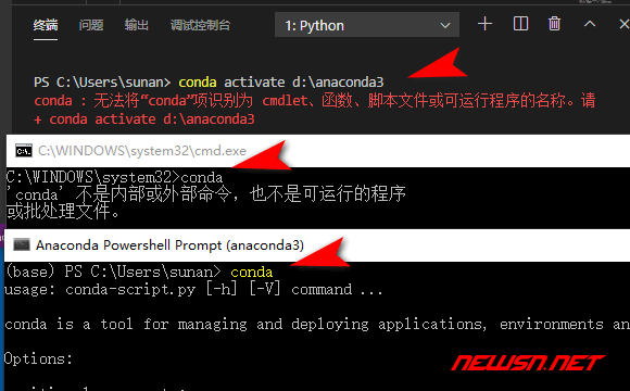 苏南大叔：win系统，如何解决vscode不能识别全局conda命令的问题？ - conda-path-error