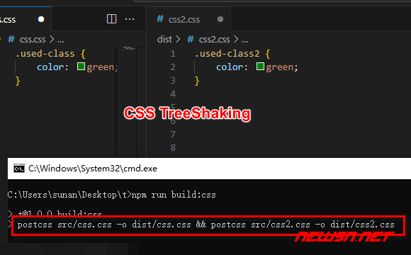 苏南大叔：如何理解PurgeCSS对css代码的TreeShaking技术？ - css-treeshaking-结果